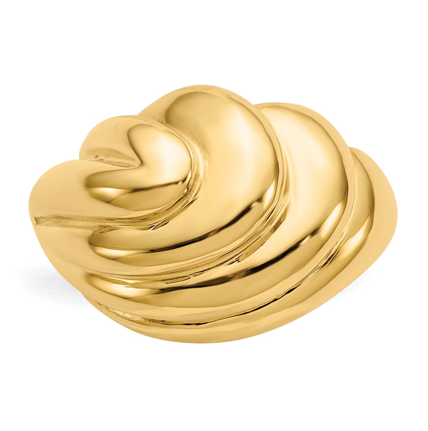 14K Yellow Gold Polished Swirl Dome-Ring