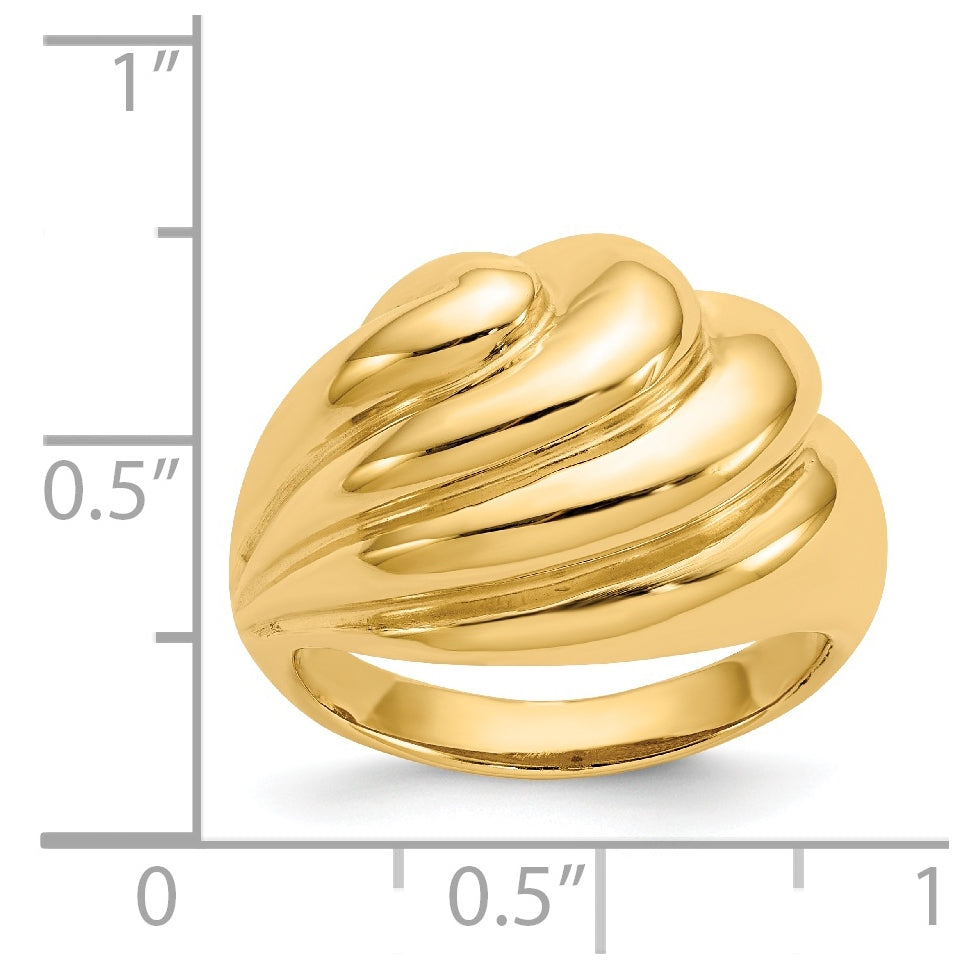 14K Yellow Gold Polished Swirl Dome-Ring