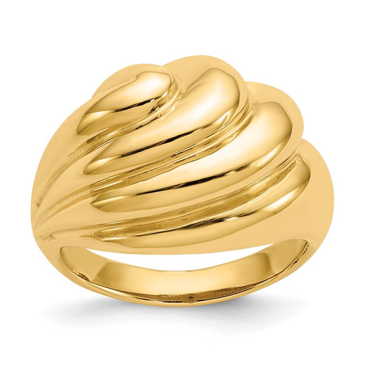 14K Yellow Gold Polished Swirl Dome-Ring