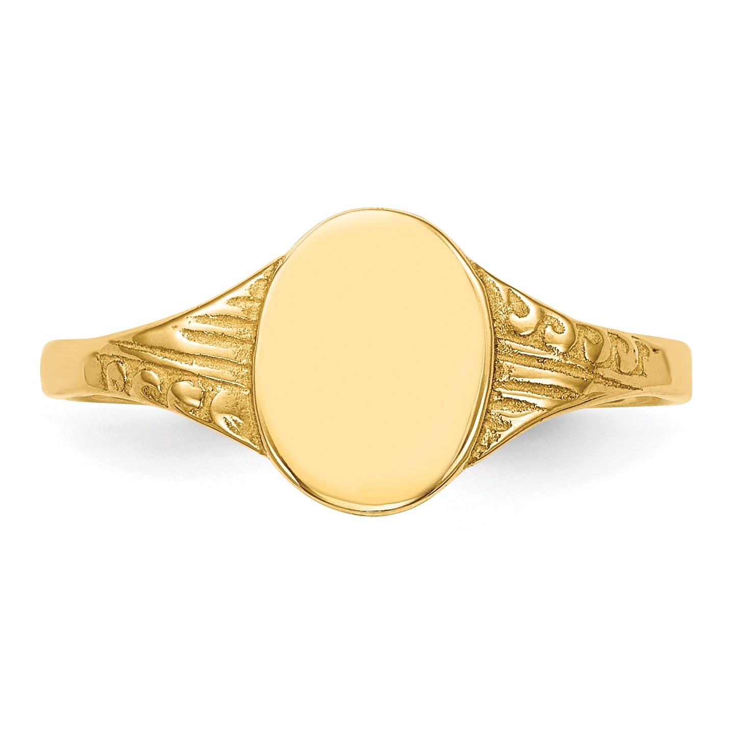 14K Yellow Gold Oval Polished Child Signet Ring