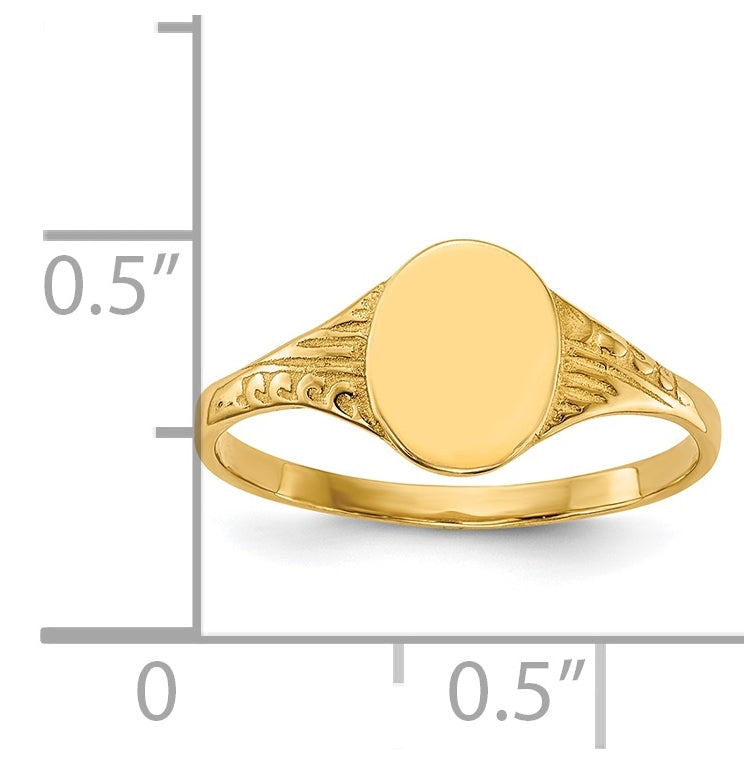 14K Yellow Gold Oval Polished Child Signet Ring