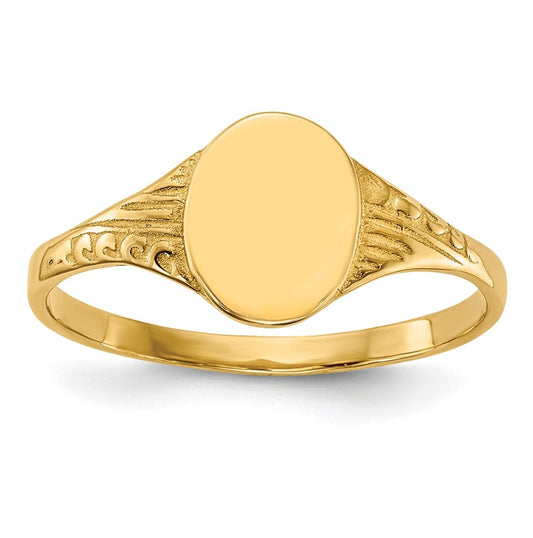 14K Yellow Gold Oval Polished Child Signet Ring