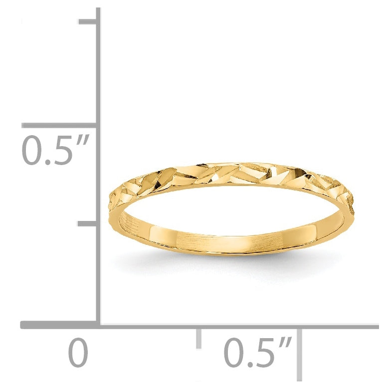 14K Yellow Gold Diamond-cut Zig-Zag Design Band Childs Ring