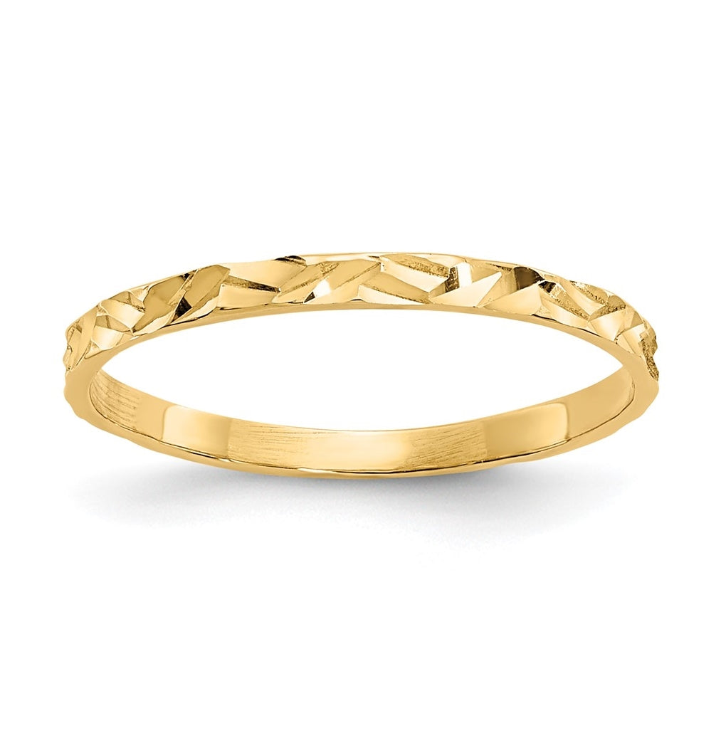 14K Yellow Gold Diamond-cut Zig-Zag Design Band Childs Ring