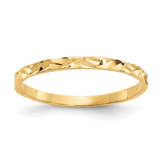 14K Yellow Gold Diamond-cut Zig-Zag Design Band Childs Ring