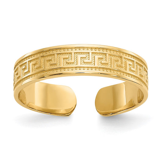 14K Yellow Gold Greek Key Toe Ring