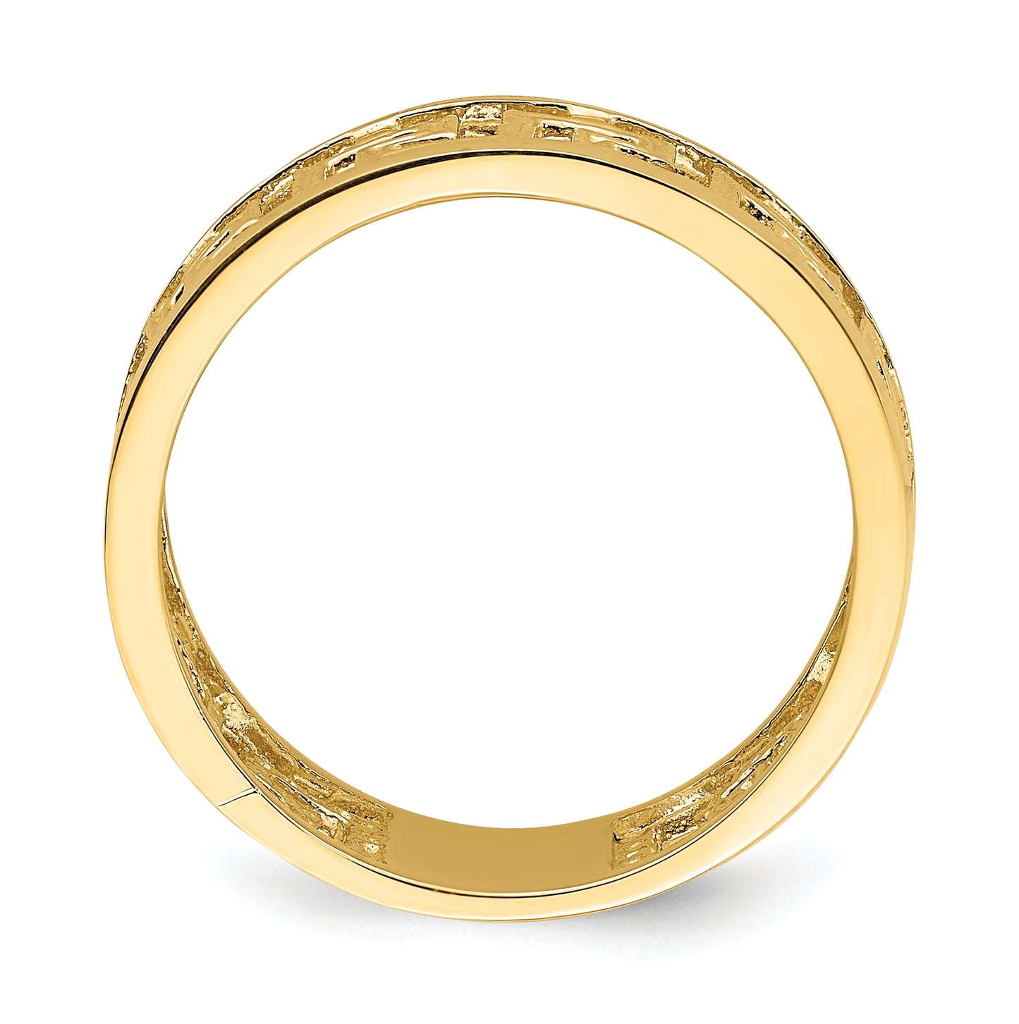 14K Yellow Gold Polished Cut Out Greek Key Design Band