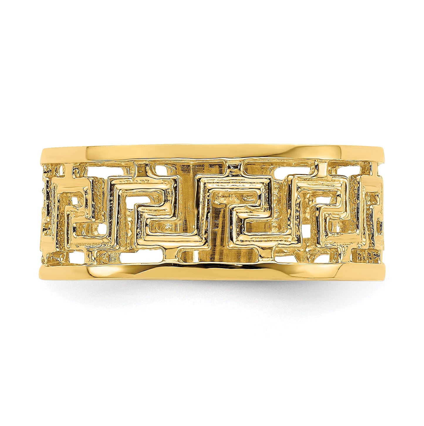 14K Yellow Gold Polished Cut Out Greek Key Design Band
