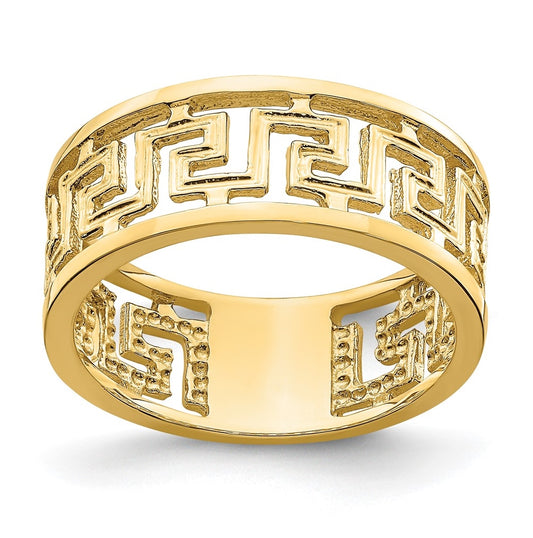 14K Yellow Gold Polished Cut Out Greek Key Design Band