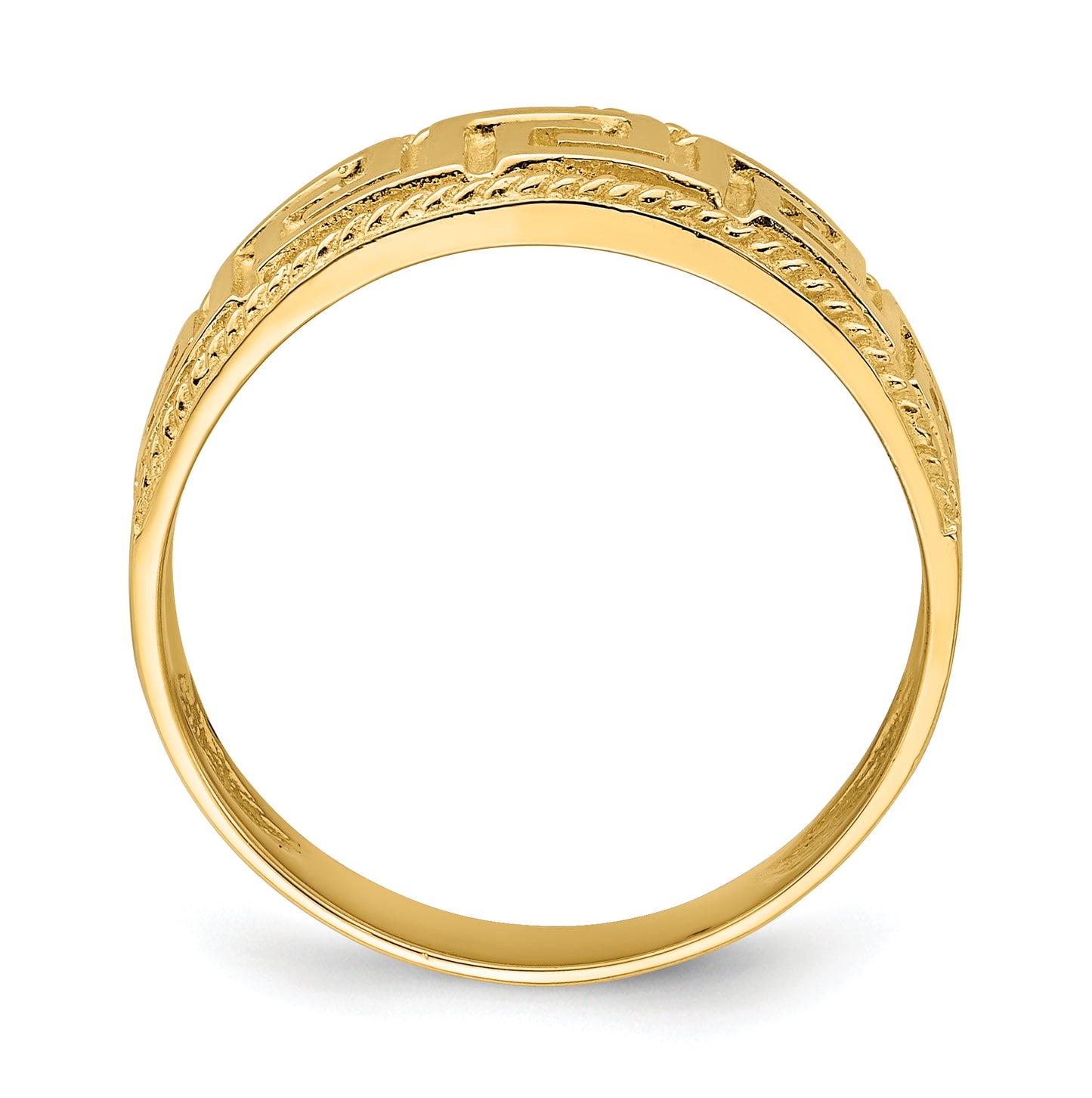14K Yellow Gold Greek Key Pattern Dome Ring