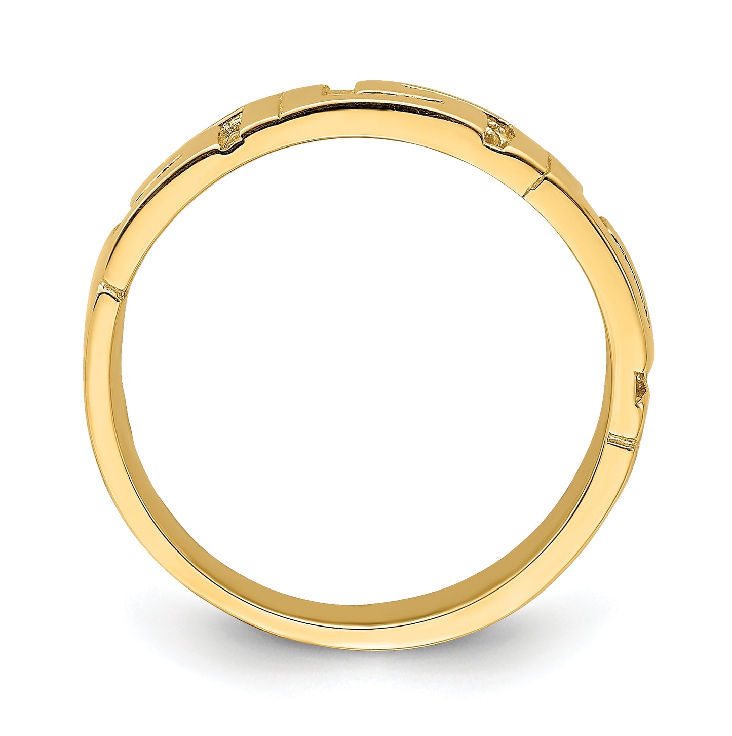 14K Yellow Gold Greek Key Band w/ Tapered Shank Ring