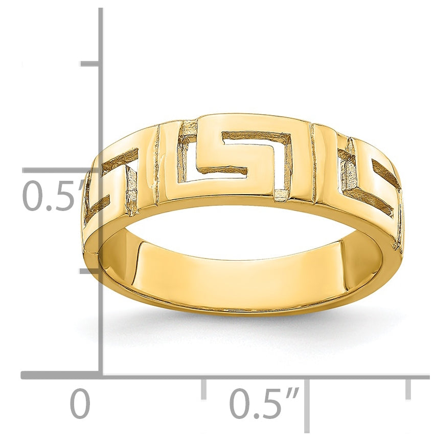 14K Yellow Gold Greek Key Band w/ Tapered Shank Ring