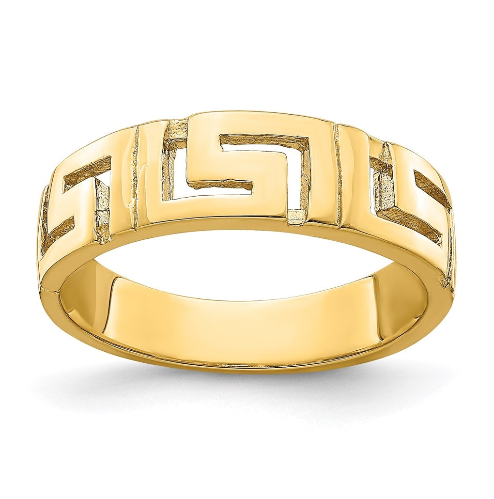14K Yellow Gold Greek Key Band w/ Tapered Shank Ring