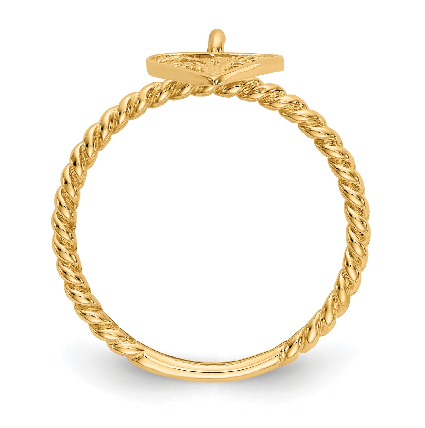 14K Yellow Gold Dangle Heart-Ring