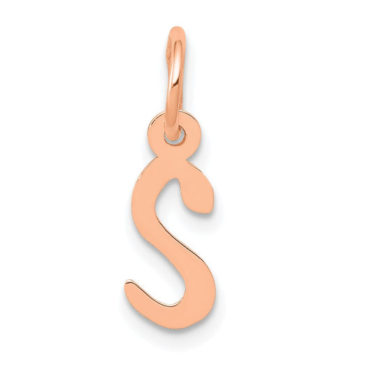 14k Rose Gold  Slanted Block Initial S Charm