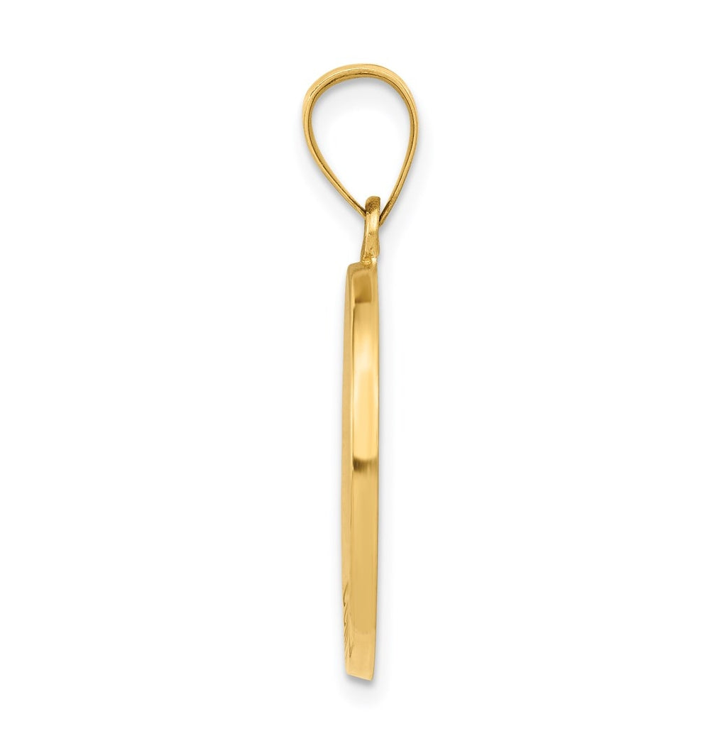 14K Yellow Gold Confirmation Medal Hollow Round Pendant – Elegant Jewelry Gift for Birthday, Anniversary, Engagement, Wedding