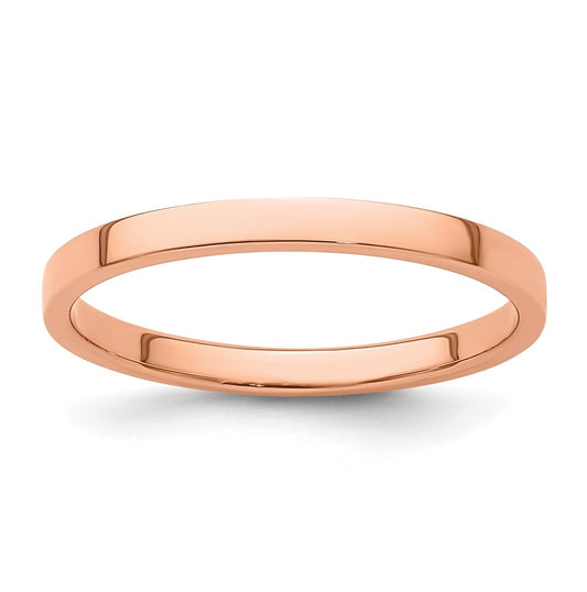 14k Rose Gold 2mm Lightweight Flat Wedding Band Size 4.5