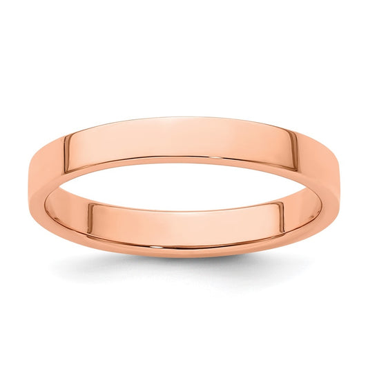 14k Rose Gold 3mm Lightweight Flat Wedding Band Size 5