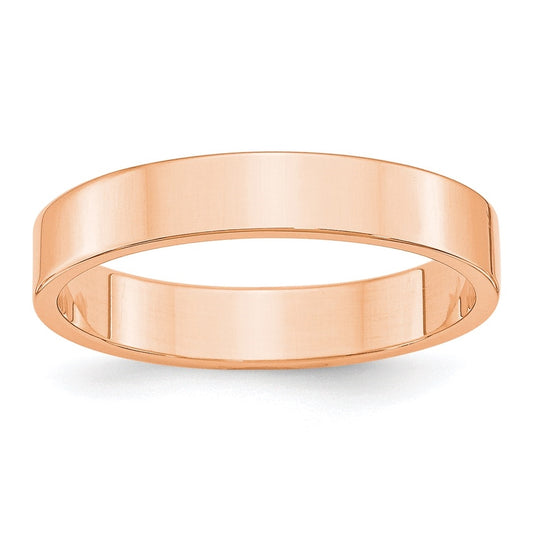 14k Rose Gold 4mm Lightweight Flat Wedding Band Size 5