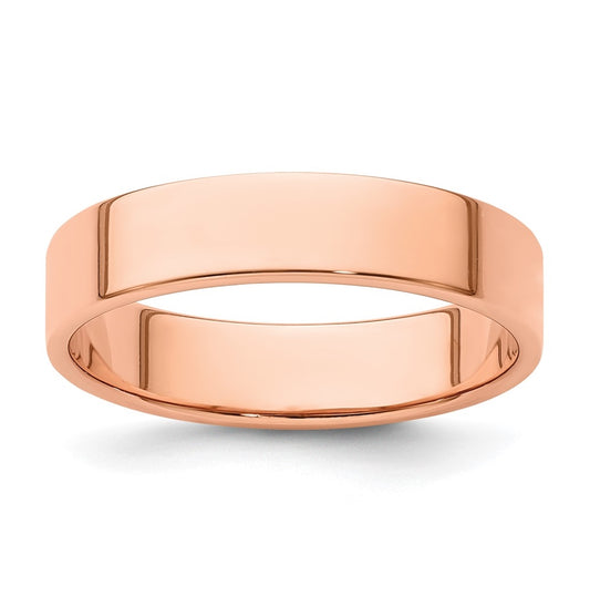 14k Rose Gold 5mm Lightweight Flat Wedding Band Size 4