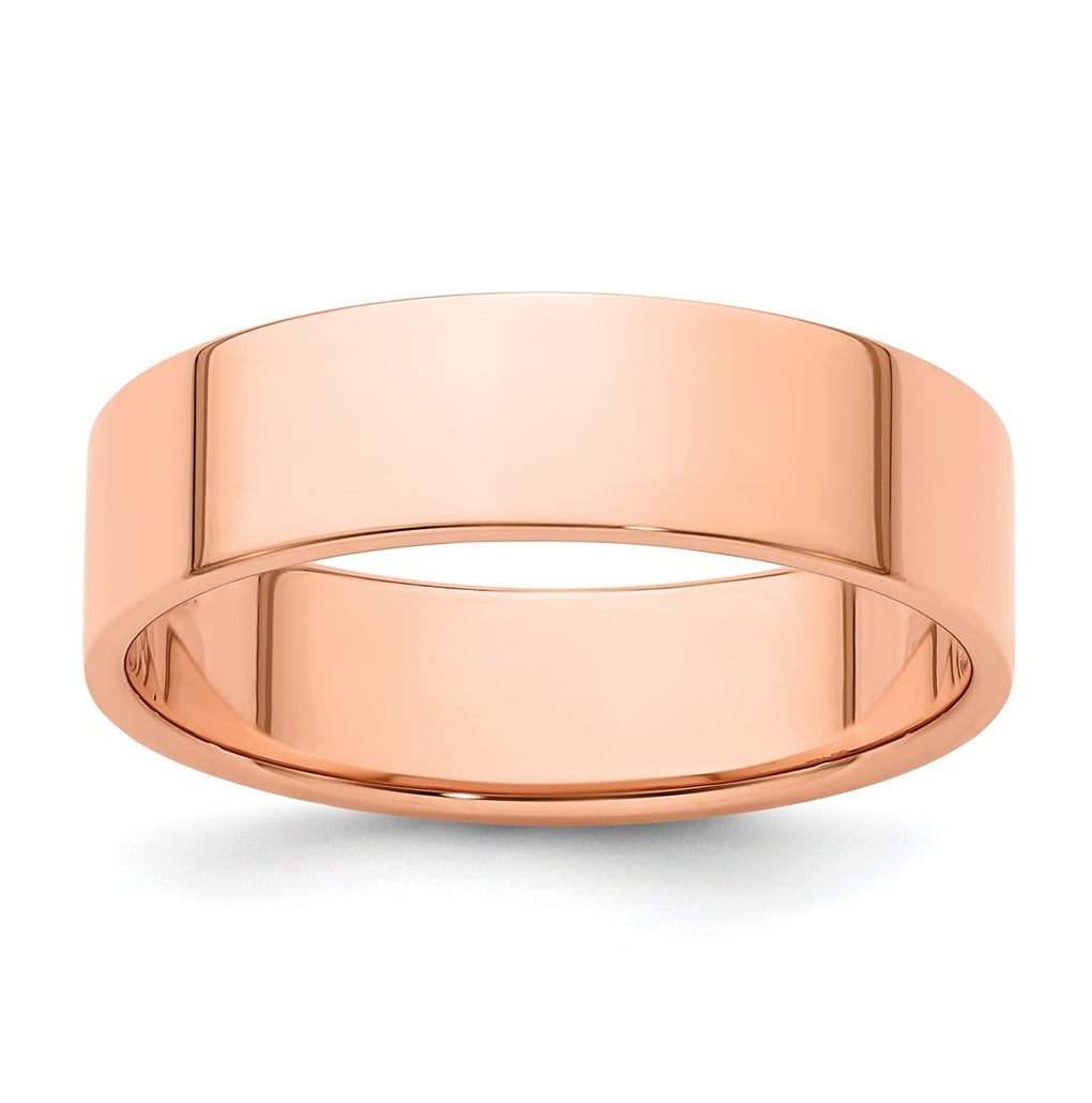 14k Rose Gold 6mm Lightweight Flat Wedding Band Size 5.5
