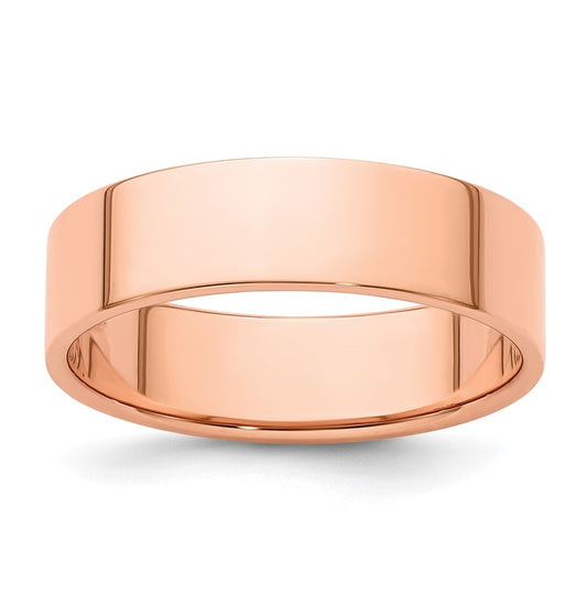 14k Rose Gold 6mm Lightweight Flat Wedding Band Size 5.5