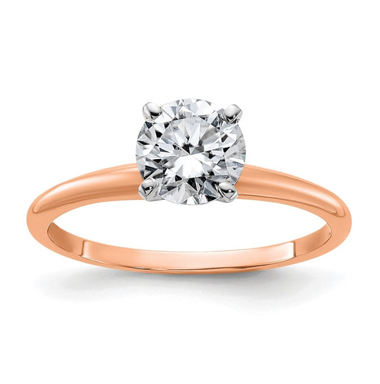 14K Rose Gold 1ct. 6.5mm D E F Pure Light Round Moissanite Solitaire Ring
