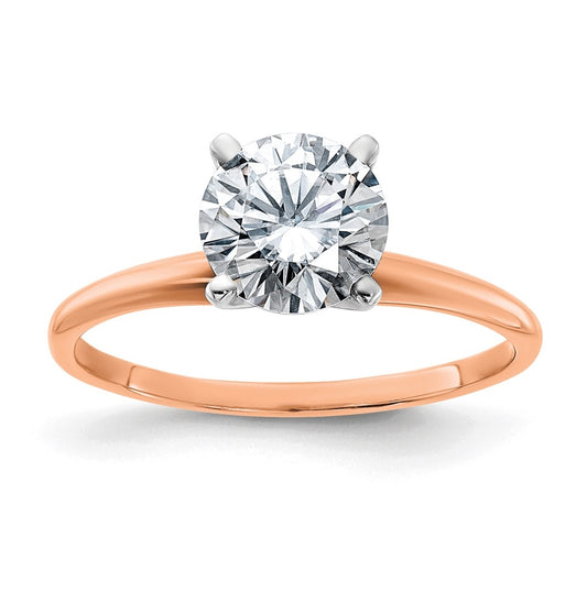 14K Rose Gold 3/4ct. 7.5mm D E F Pure Light Round Moissanite Solitaire Ring
