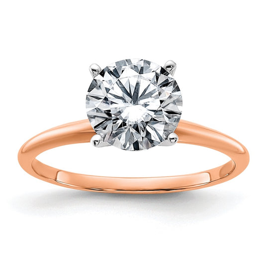14K Rose Gold 2ct. 8.0mm G H I True Light Round Moissanite Solitaire Ring