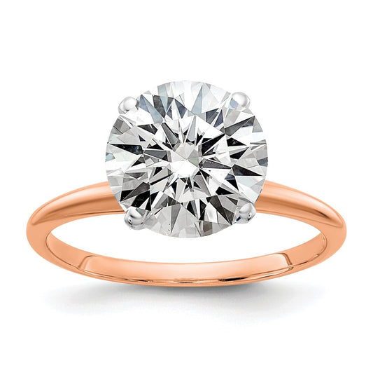 14K Rose Gold 3ct. 9.5mm G H I True Light Round Moissanite Solitaire Ring