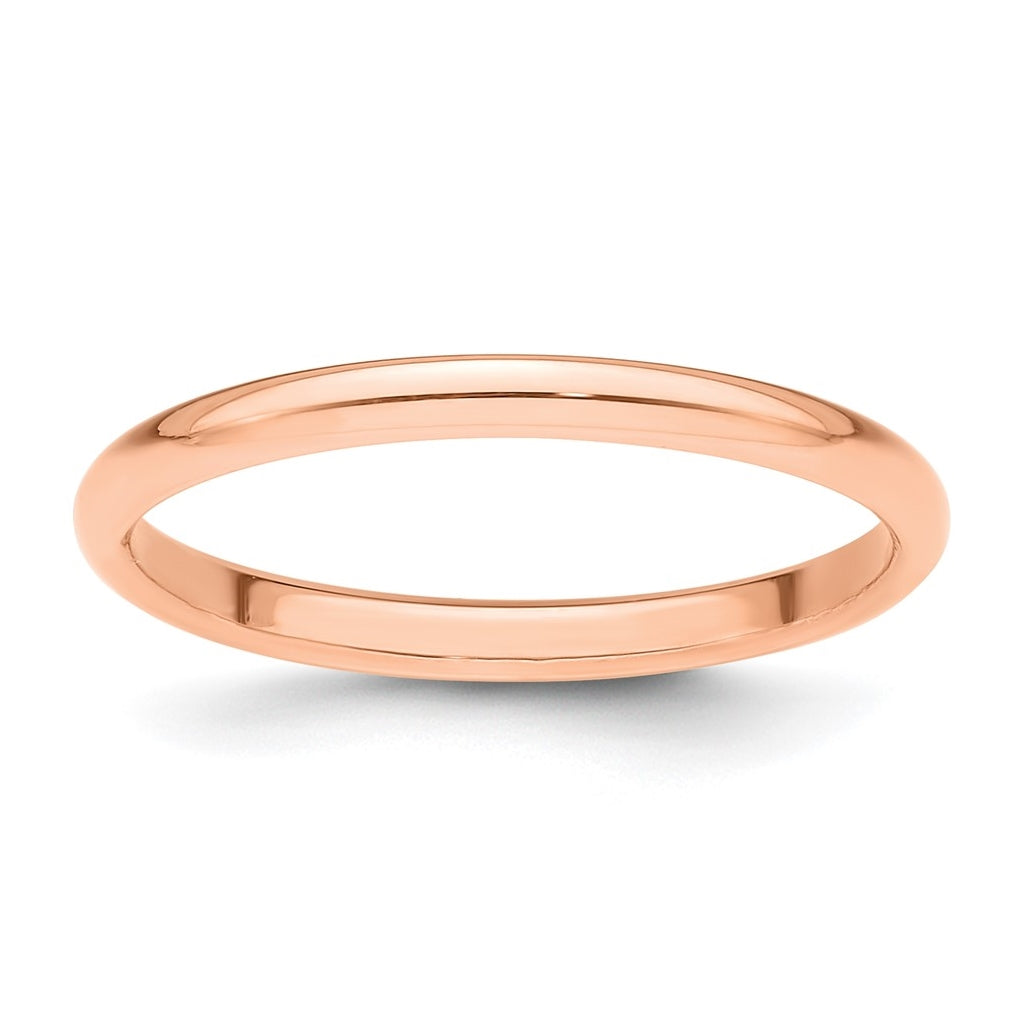 14k Rose Gold 2mm Half-Round Wedding Band Size 5