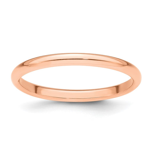 14k Rose Gold 2mm Half-Round Wedding Band Size 5.5