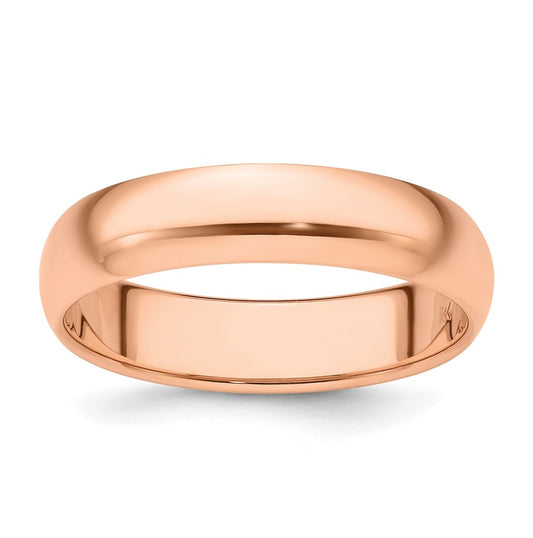 14k Rose Gold 5mm Half-Round Wedding Band Size 5