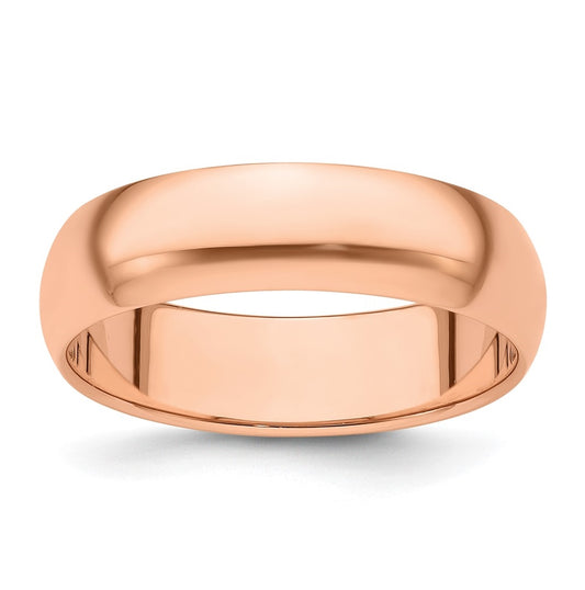 14k Rose Gold 6mm Half-Round Wedding Band Size 4