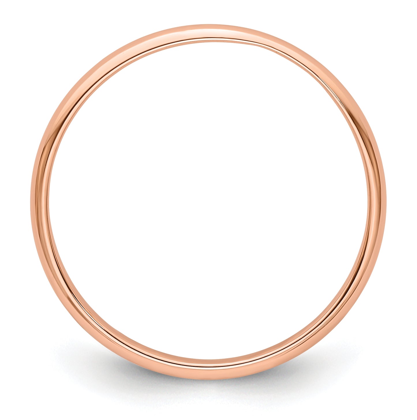 14k Rose Gold 2mm Lightweight Half Round Wedding Band Size 5
