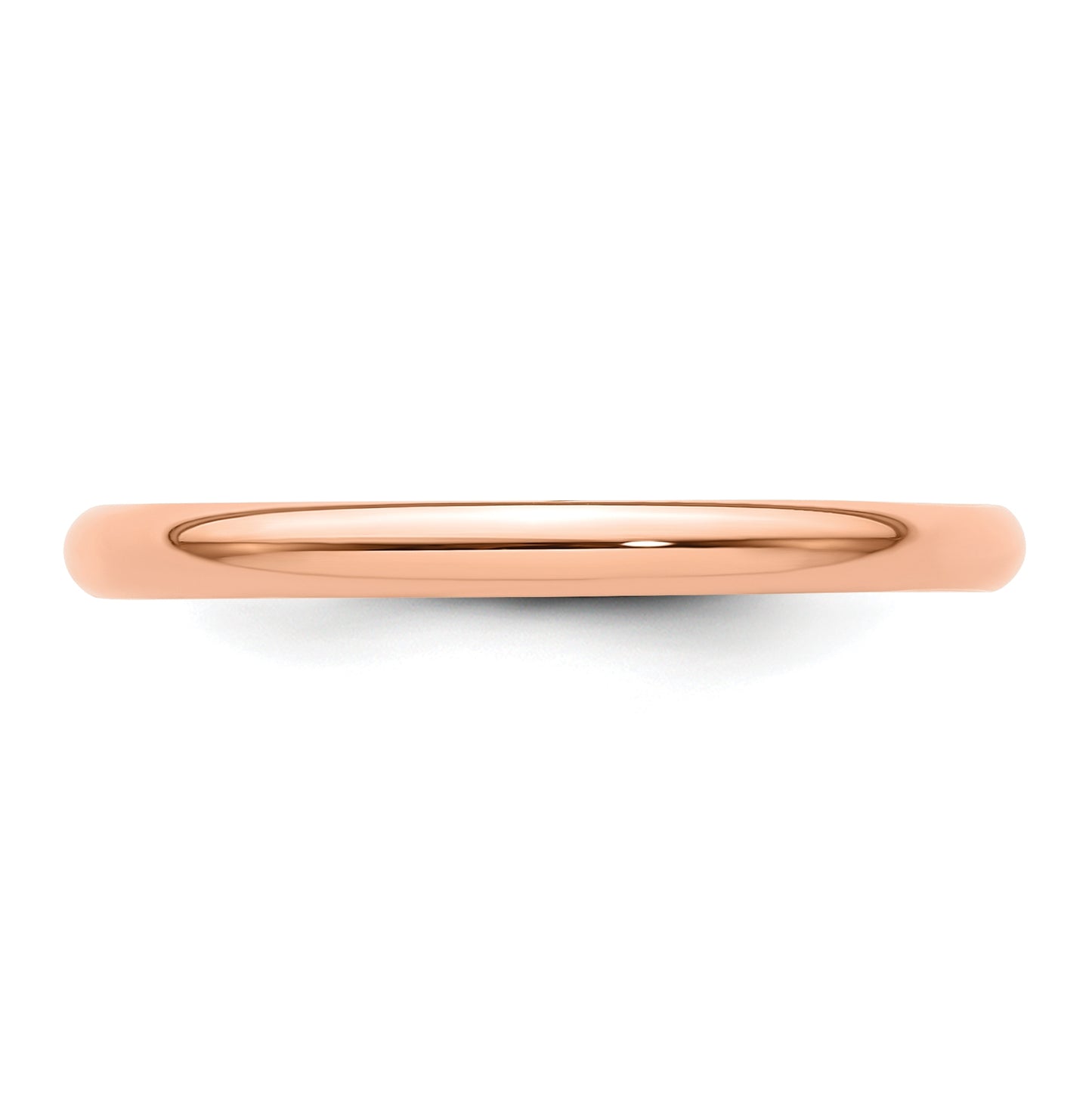 14k Rose Gold 2mm Lightweight Half Round Wedding Band Size 4.5