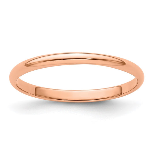 14k Rose Gold 2mm Lightweight Half Round Wedding Band Size 5.5