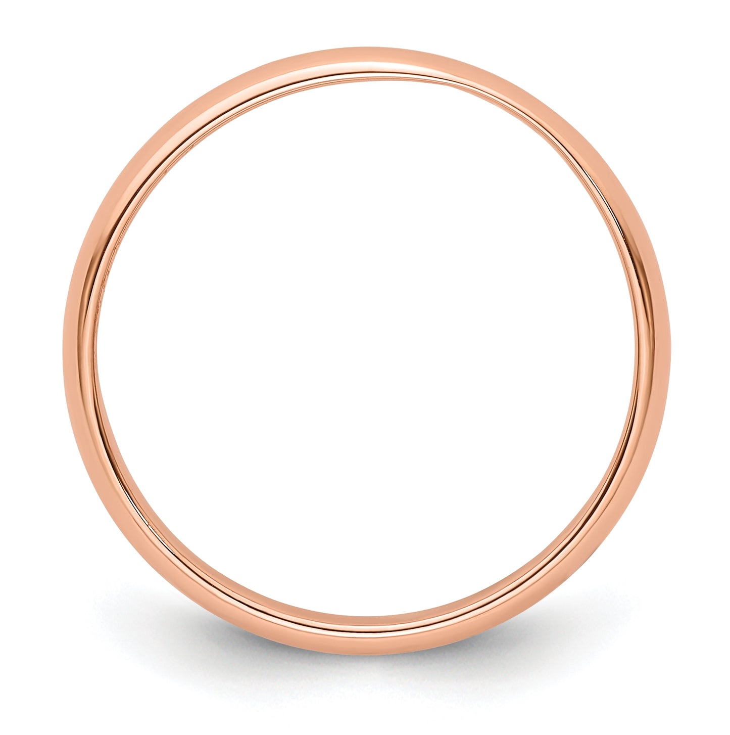 14k Rose Gold 3mm Lightweight Half Round Wedding Band Size 5.5