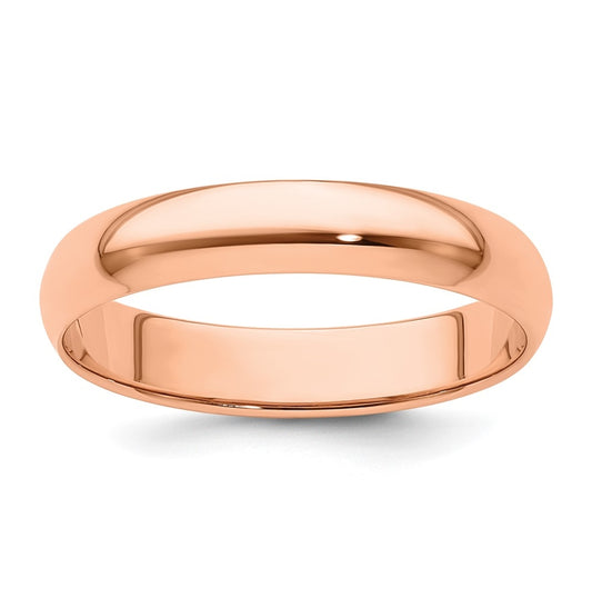 14k Rose Gold 4mm Lightweight Half Round Wedding Band Size 5