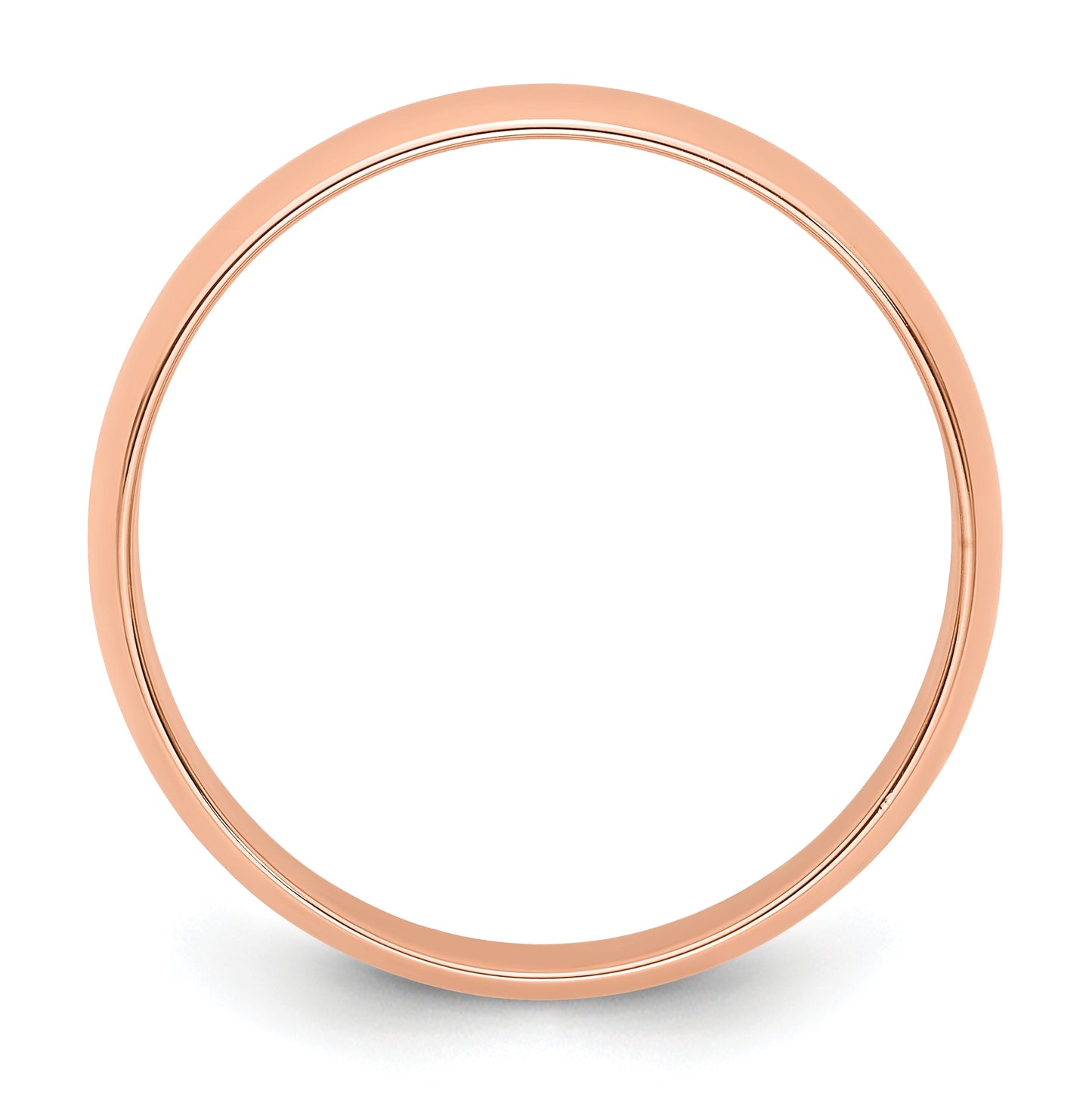 14k Rose Gold 5mm Lightweight Half Round Wedding Band Size 5