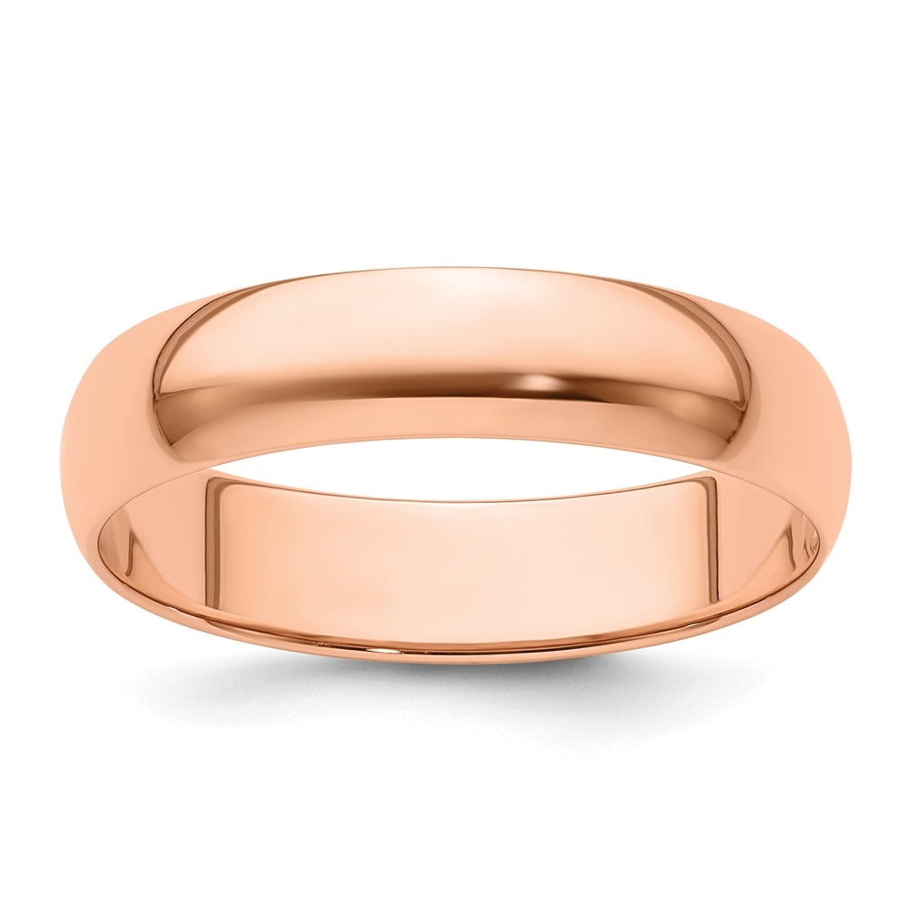 14k Rose Gold 5mm Lightweight Half Round Wedding Band Size 5