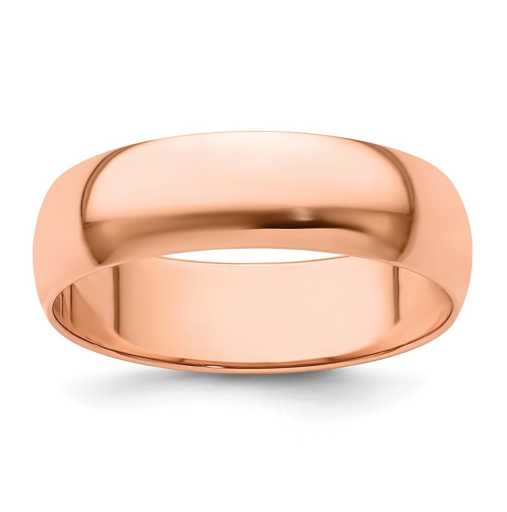 14k Rose Gold 6mm Lightweight Half Round Wedding Band Size 5.5