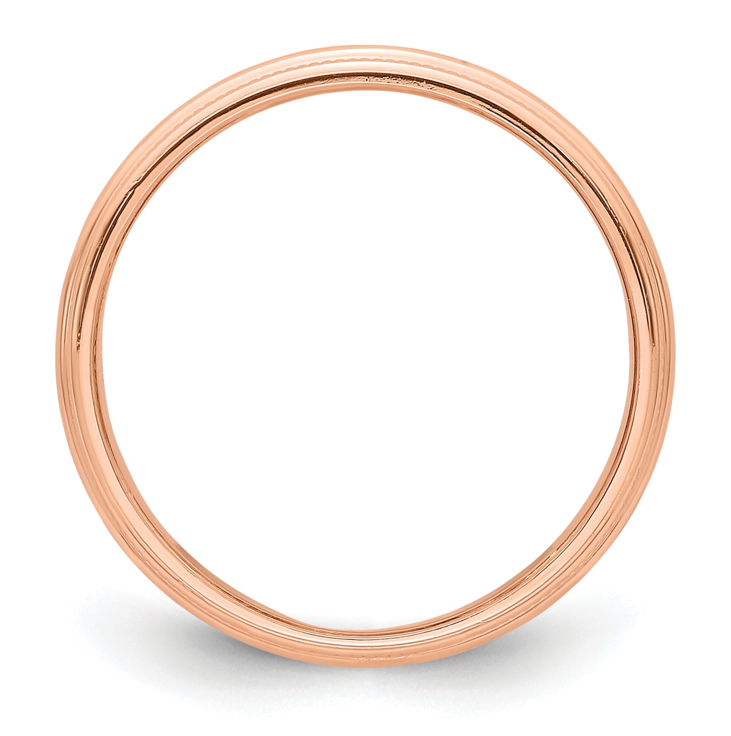 14k Rose Gold 3mm Milgrain Half-Round Wedding Band Size 4
