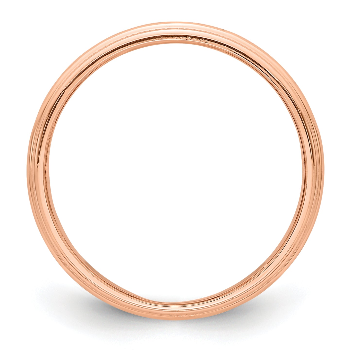 14k Rose Gold Milgrain Half-Round Wedding Band Size 4