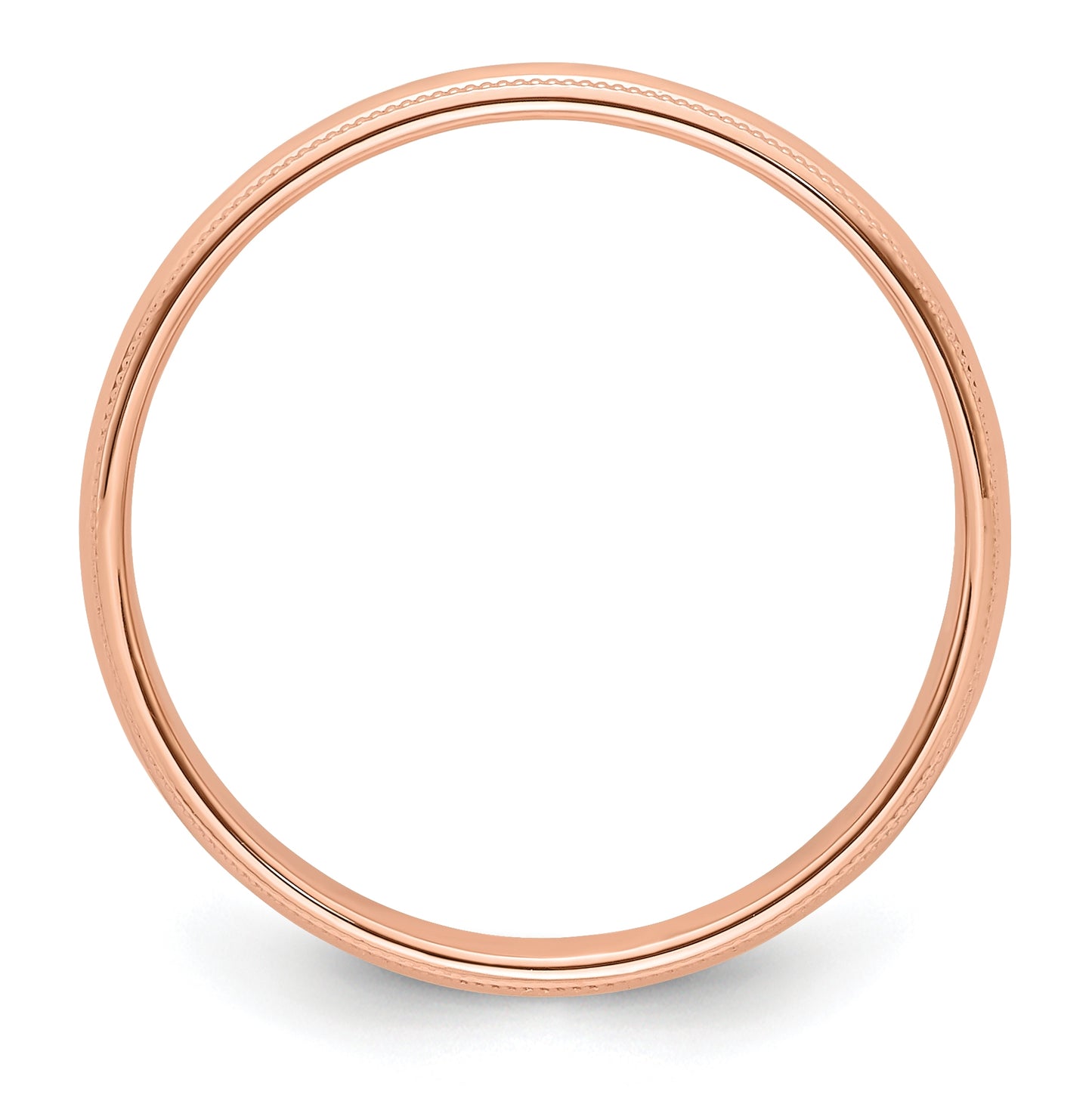14k Rose Gold 4mm Milgrain Half-Round Wedding Band Size 5