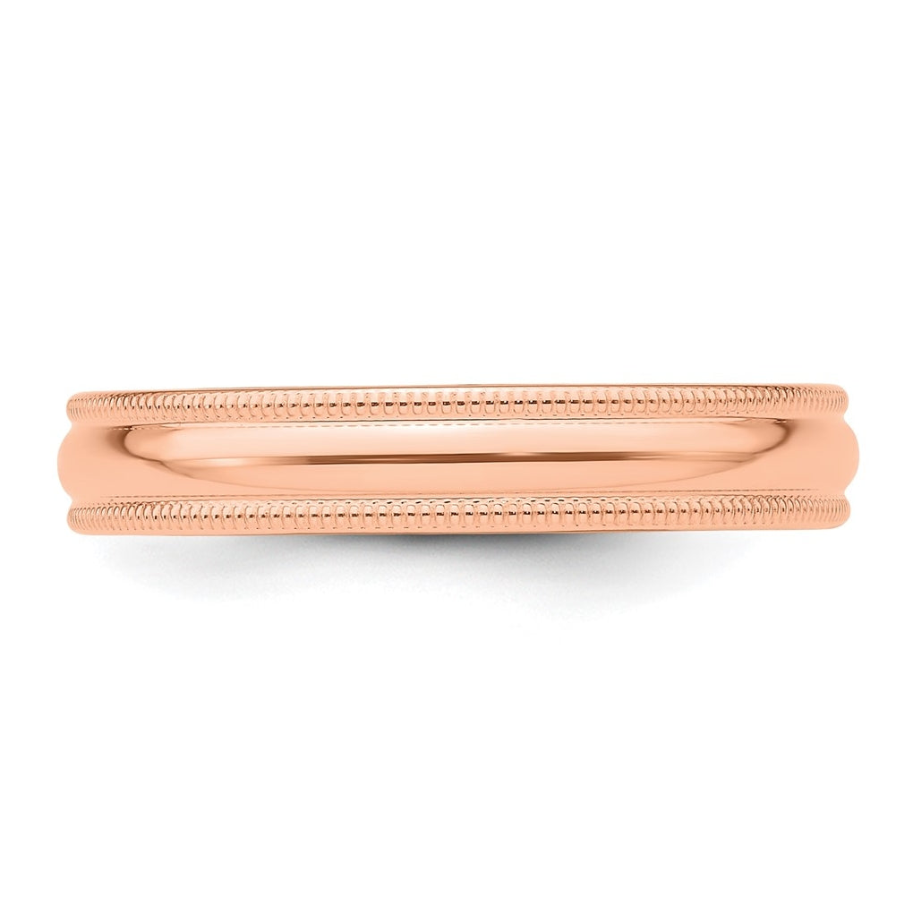 14k Rose Gold Milgrain Half-Round Wedding Band Size 4