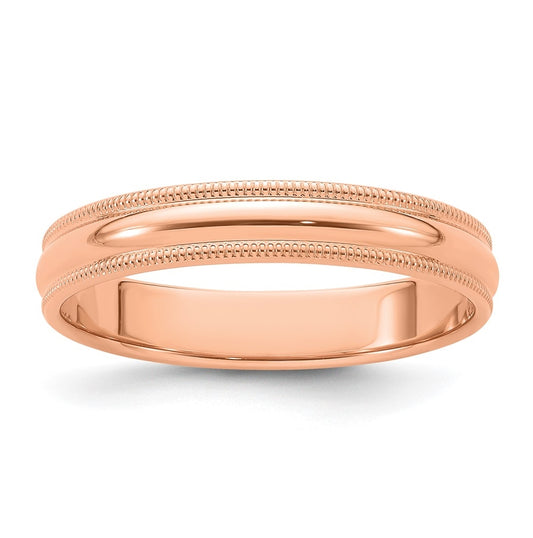 14k Rose Gold 4mm Milgrain Half-Round Wedding Band Size 5