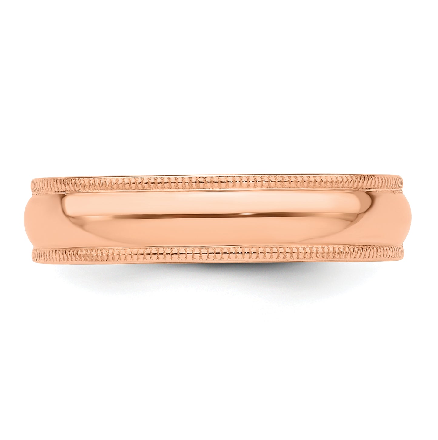 14k Rose Gold 5mm Milgrain Half-Round Wedding Band Size 5.5