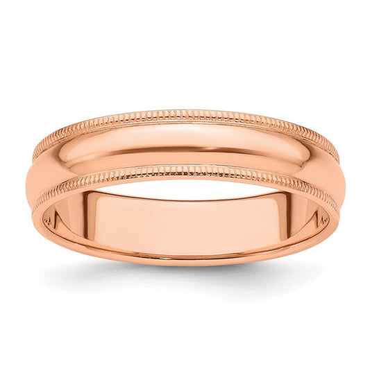 14k Rose Gold 5mm Milgrain Half-Round Wedding Band Size 4.5