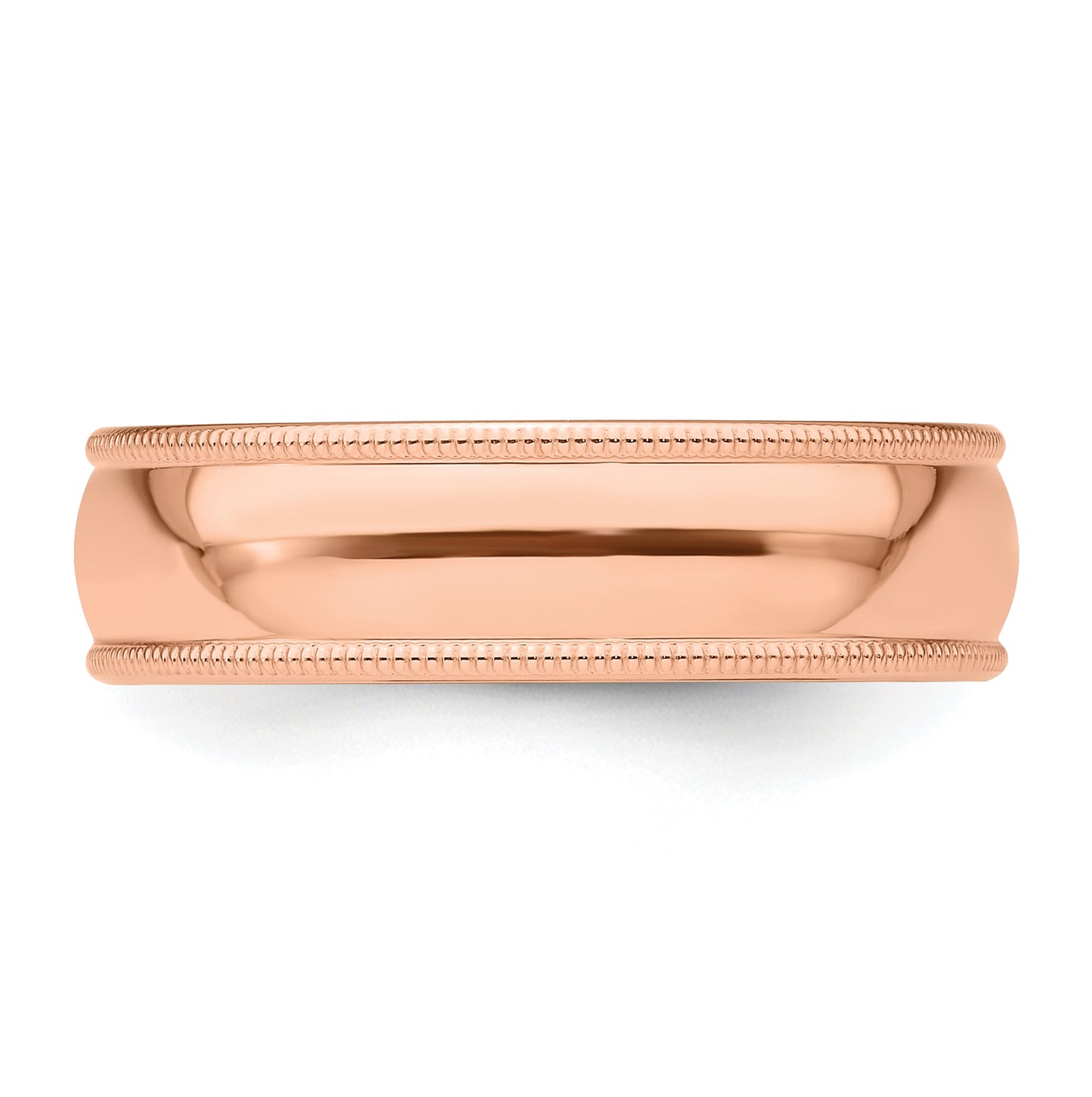 14k Rose Gold 6mm Milgrain Half-Round Wedding Band Size 4